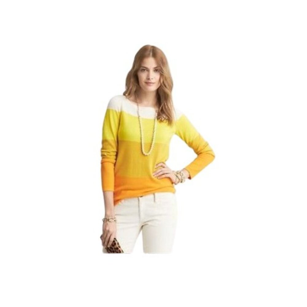 Banana Republic Womens Colorblock Knitted Sweater Size XS Yellow Lightweight